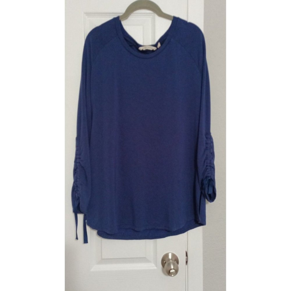 NWOT Women's Soft Surroundings Blue Ultra Soft Pullover Sweater Fleece Inside M